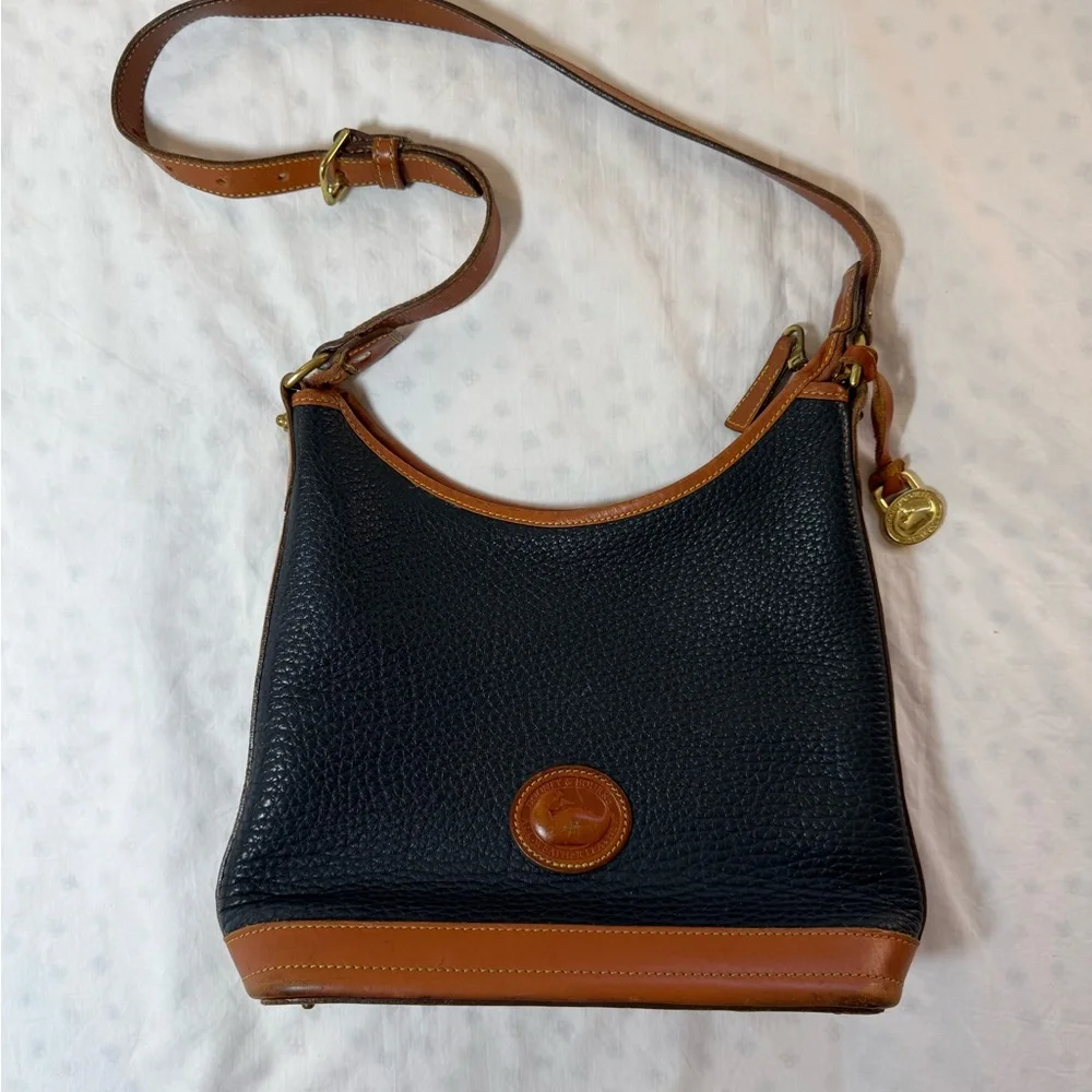Dooney & Bourke Black and Tan Leather Shoulder Bag - Picture 1 of 9